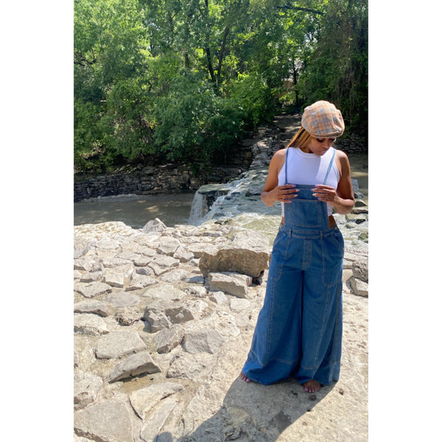 Denim Oversized Wide-Leg Overalls