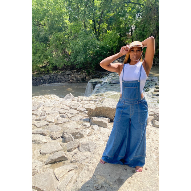 Denim Oversized Wide-Leg Overalls