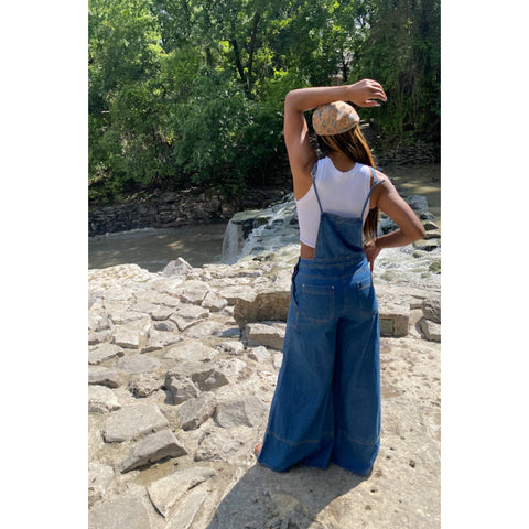 Denim Oversized Wide-Leg Overalls